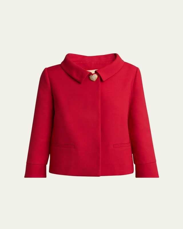 Crepe Couture Heart Button Jacket